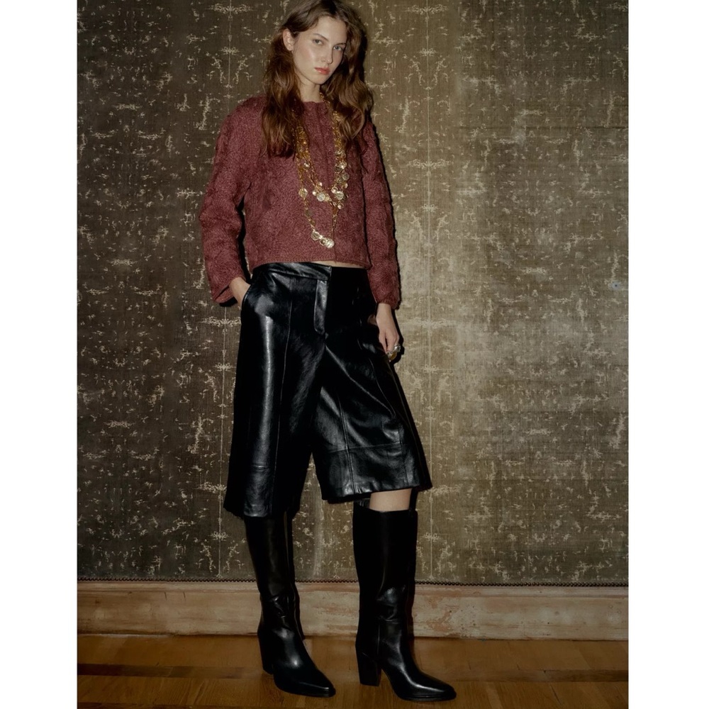 Zara FAUX LEATHER LONG SHORTS - Picture 2 of 7